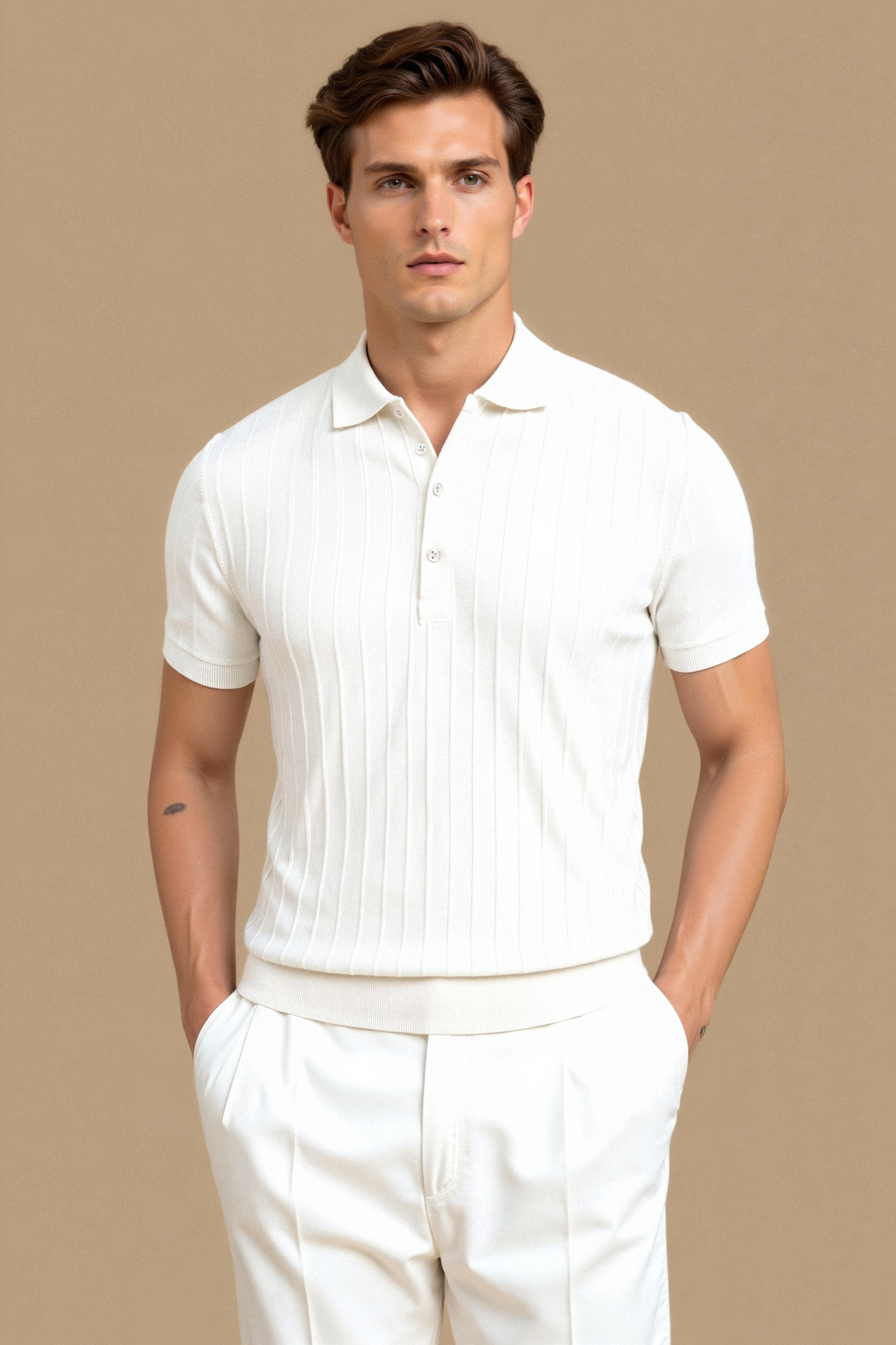 Milan | Polo with Vertical Stripe and Refined Appearance
