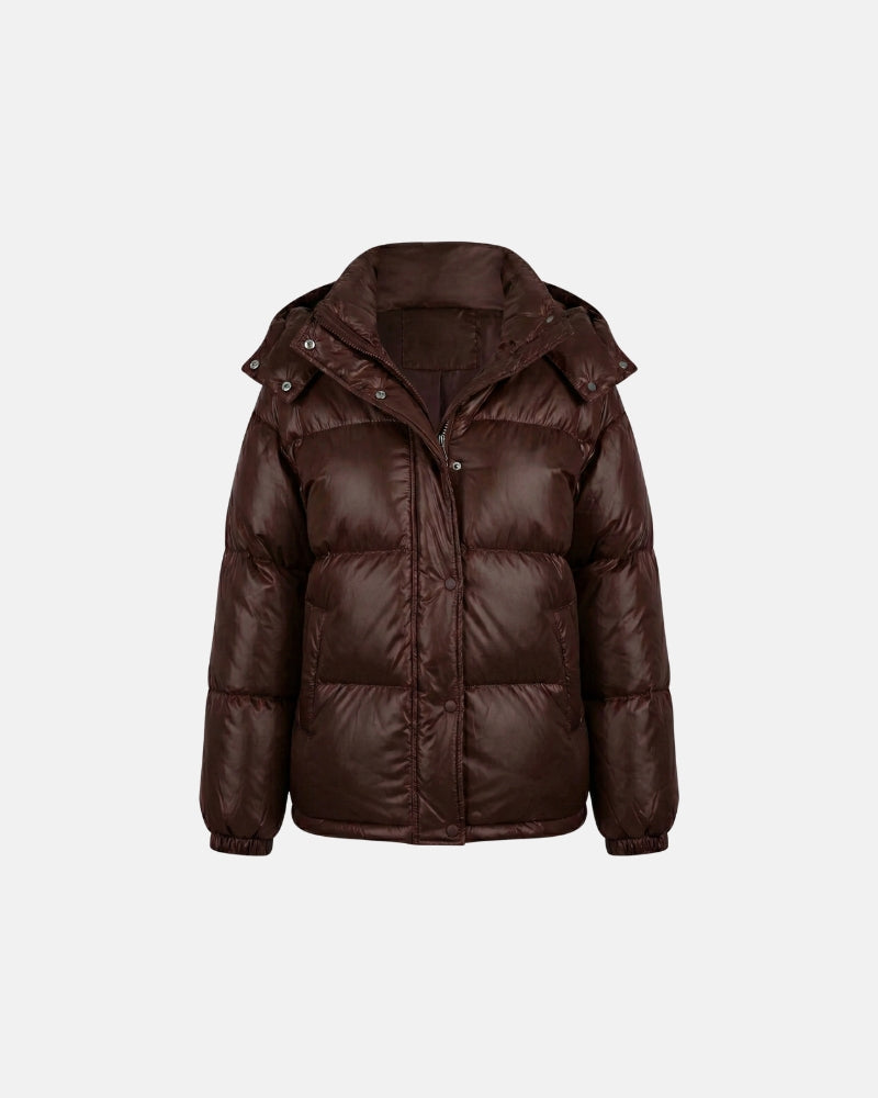 Burgundy Hooded Padded Parka Coat