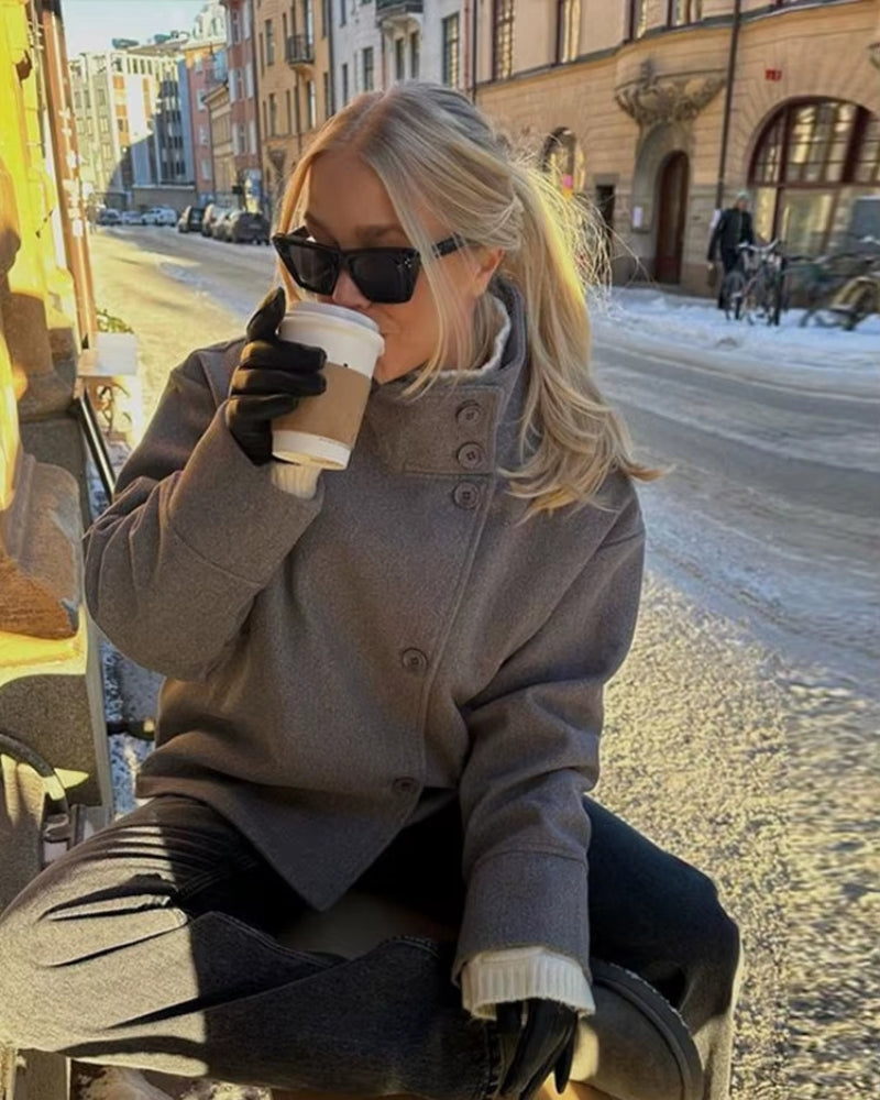 Luxe Double-Breasted Short Coat