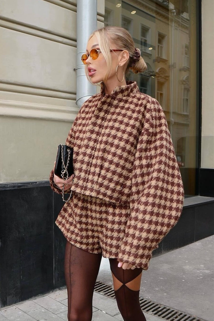 The Audrey | Vintage Houndstooth Jacket & Shorts Set
