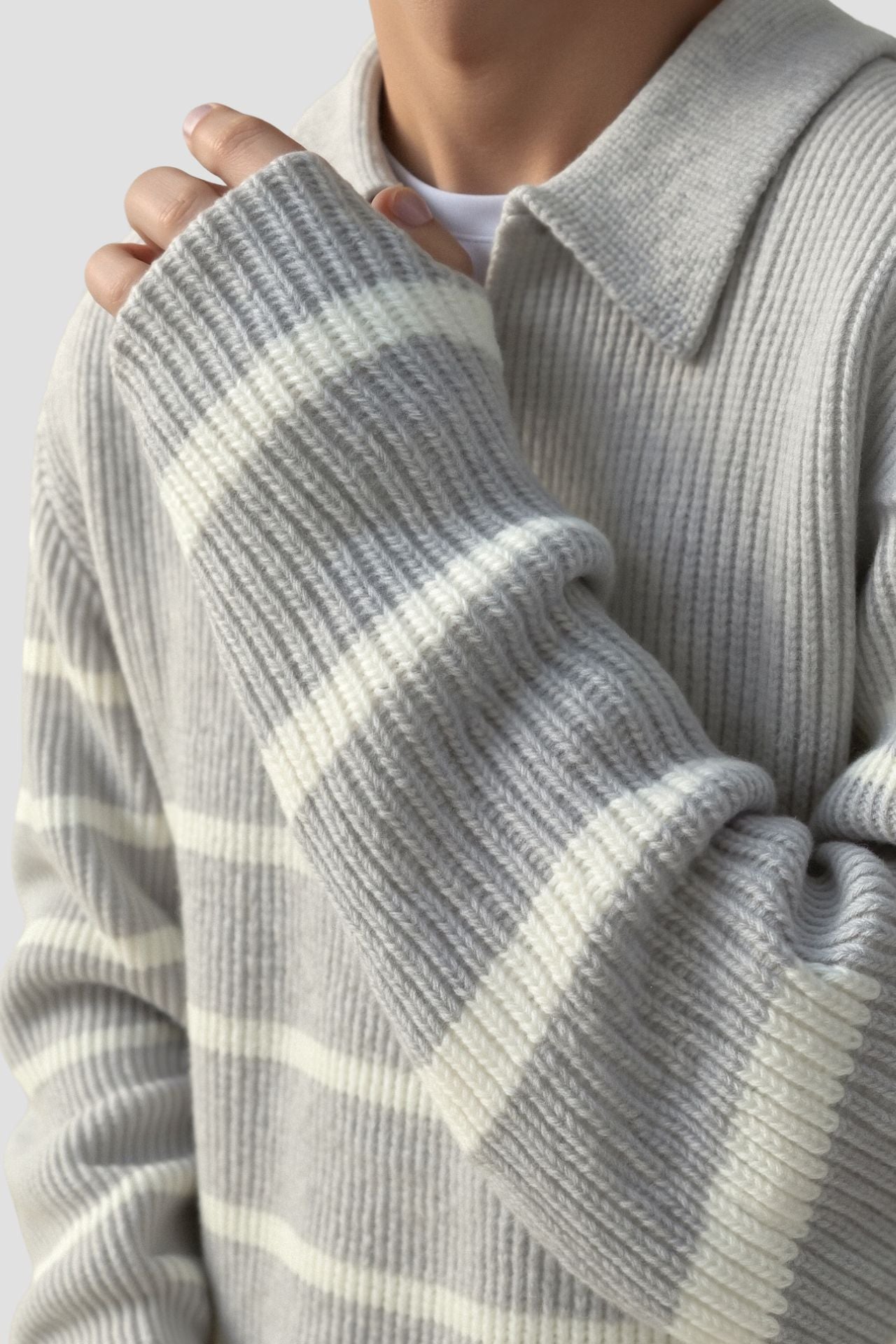 Half-Zip Sweater – Striped Knit with Warm and Breathable Fit