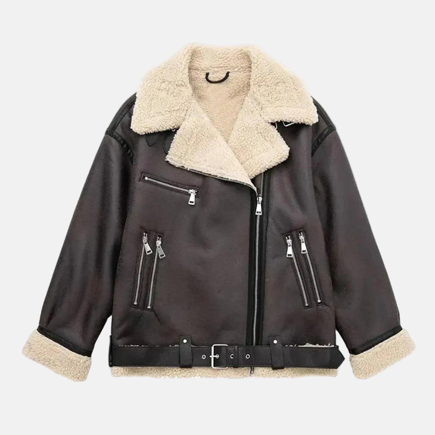 Womens Faux Fur Aviator Jacket