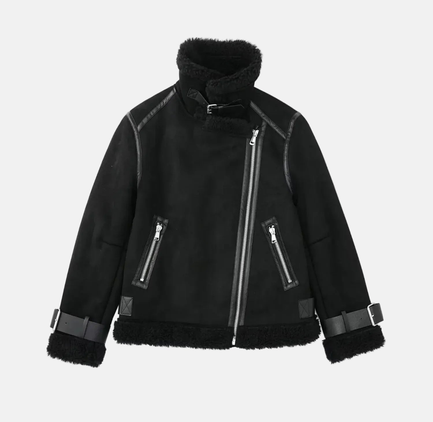 Womens Faux Fur Aviator Jacket