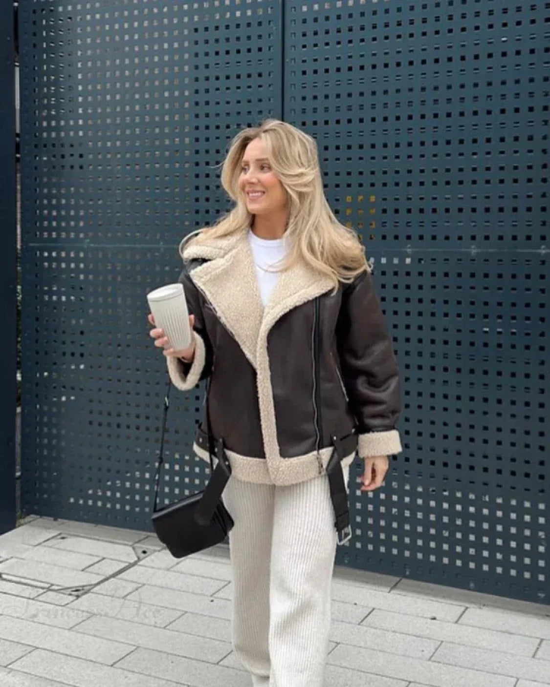 Womens Faux Fur Aviator Jacket