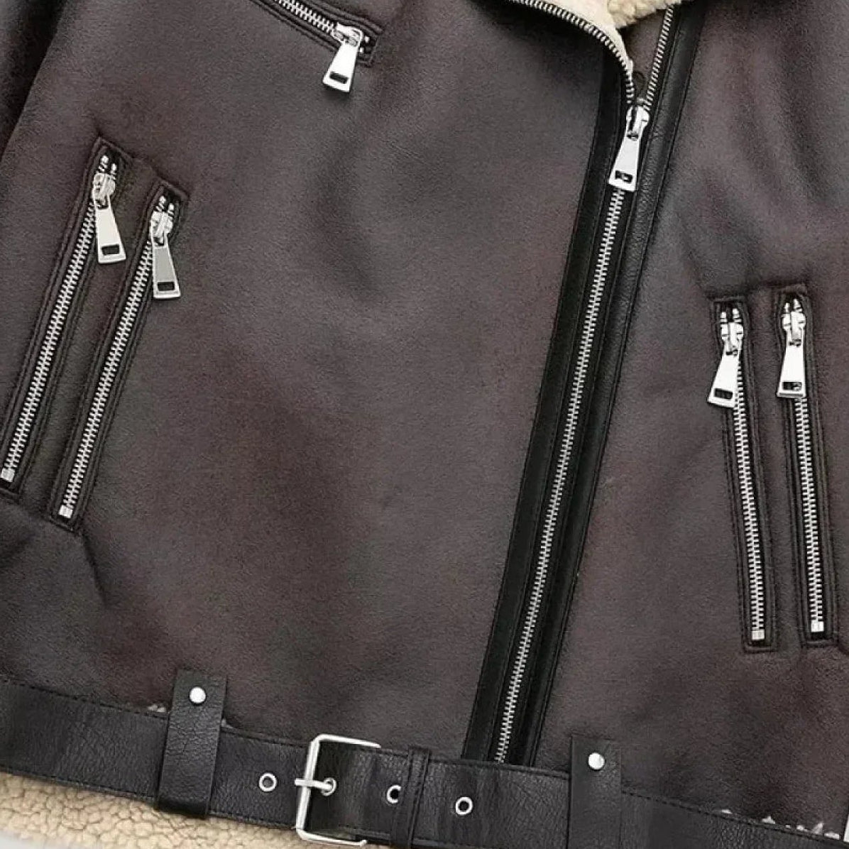 Womens Faux Fur Aviator Jacket