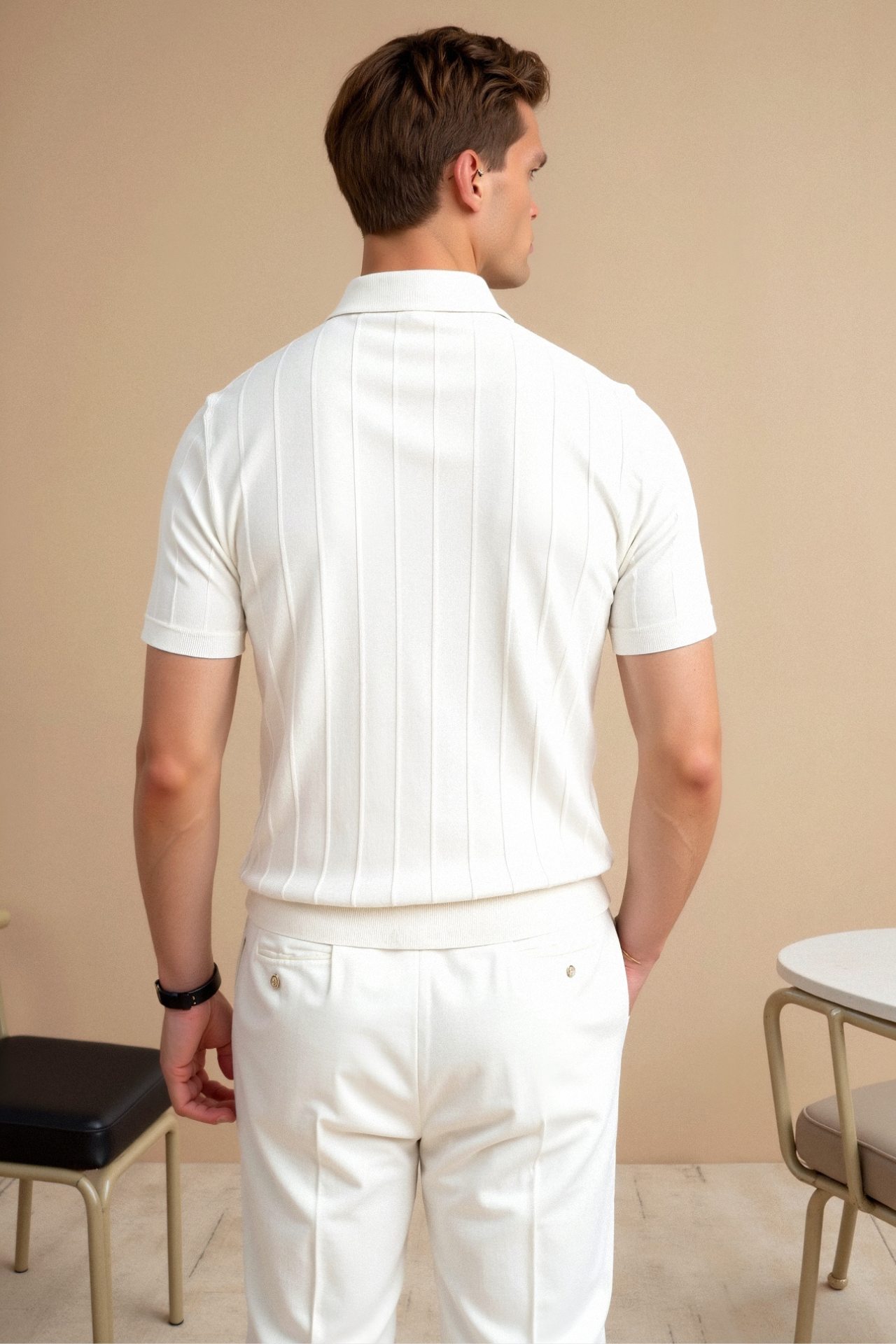 Milan | Polo with Vertical Stripe and Refined Appearance