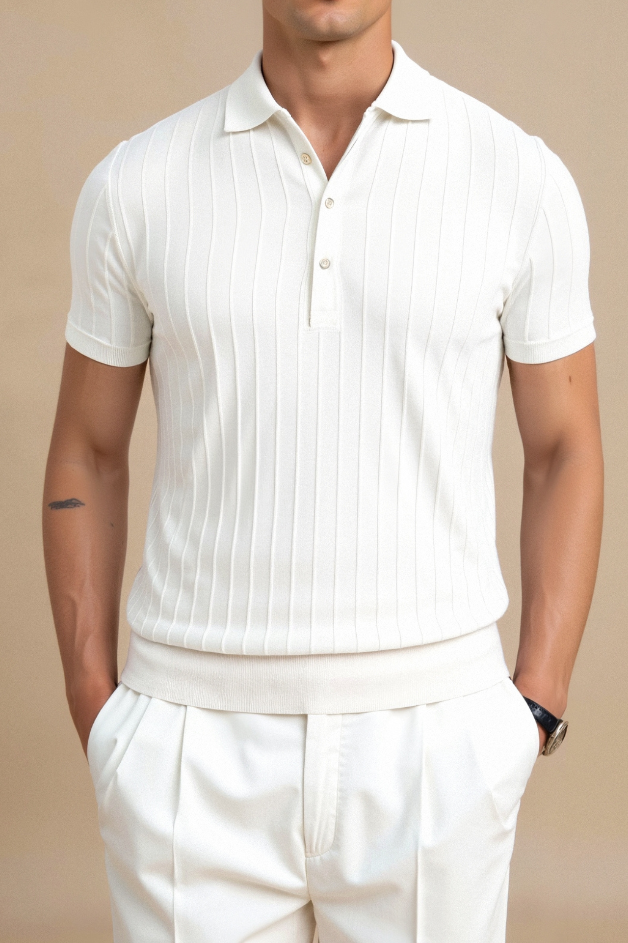 Milan | Polo with Vertical Stripe and Refined Appearance