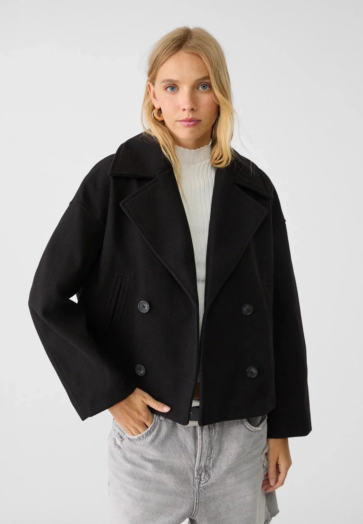 Short Double-Breasted Jacket Chic Outerwear
